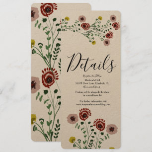 Convites Detalhes de Casamento Floral Botânico Vintage Embu