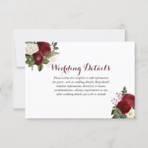 Detalhes de casamento floral branco vermelho burgu