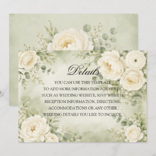 Convites Detalhes de Casamento Floral em Verde Salvia e Mar