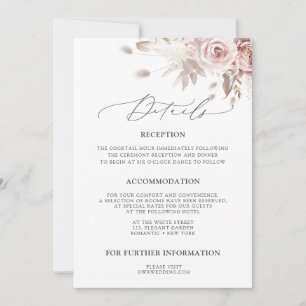 Convites Detalhes de Casamento Floral Rosa Poeirento Pink B