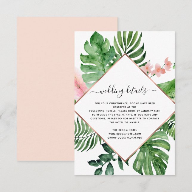 Convites Detalhes de Casamento Geométrico de Aquarela de Pa (Frente/Verso)