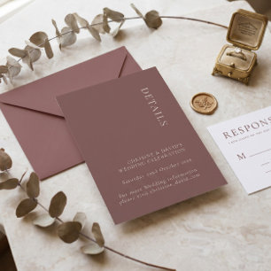 Convites Detalhes de Casamento Minimalista Rosa Escura Encl