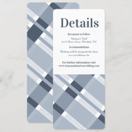 Convites Detalhes de Casamento Modernos Xadrez Azul Poeira