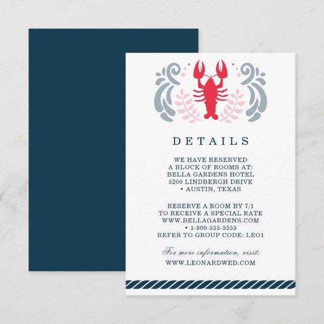 Convites Detalhes de Casamento Náutico Moderno (Frente/Verso)