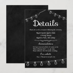 Convites Detalhes de Casamento Preto e Branco Quadro de Giz