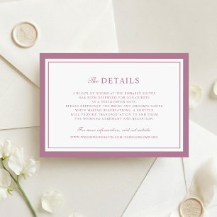 Convites Detalhes de Casamento Quadro de Borda Mauve Elegan