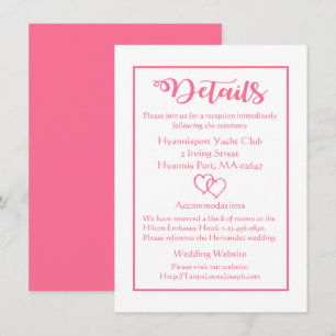 Convites Detalhes de Casamento Rosa e Branco & Corações