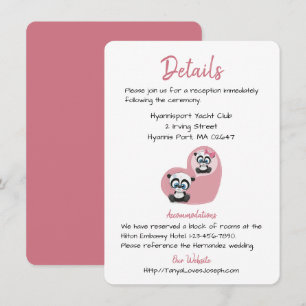 Convites Detalhes de Casamento Rosa Ursos Panda Coração