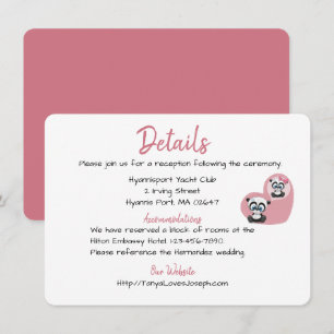 Convites Detalhes de Casamento Rosa Ursos Teddy Panda Coraç