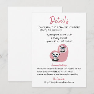 Convites Detalhes de Casamento Rosa Ursos Teddy Panda Coraç