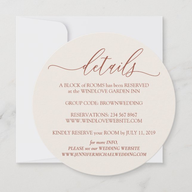 Convites Detalhes de casamento simples elegantes bege terra (Frente)