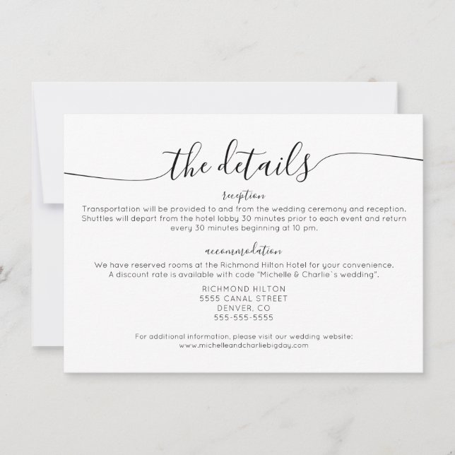 Convites Detalhes de Casamento Simples Minimalista Elegante (Frente)