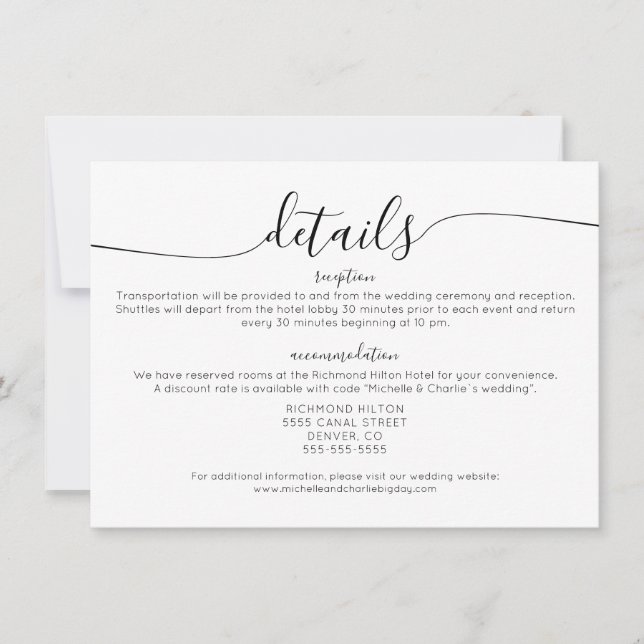 Convites Detalhes de Casamento Simples Minimalista Elegante (Frente)