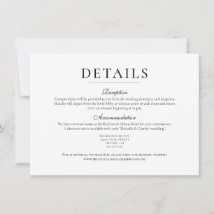Convites Detalhes de Casamento Simples Minimalista Elegante