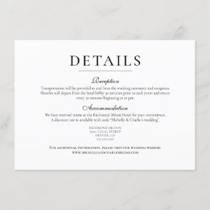 Convites Detalhes de Casamento Simples Minimalista Elegante