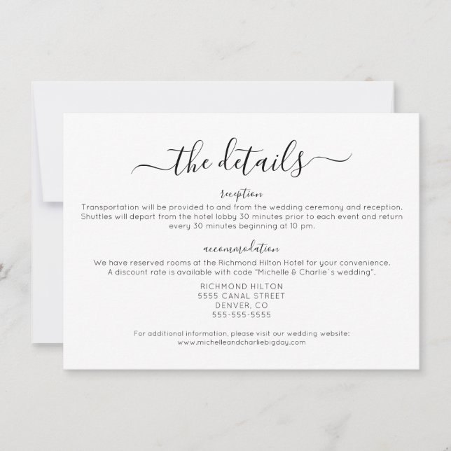 Convites Detalhes de Casamento Simples Minimalista Elegante (Frente)