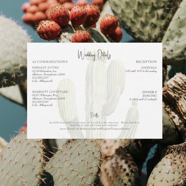 Convites Detalhes de Casamento Tropical de Cacto Moderno (Criador carregado)