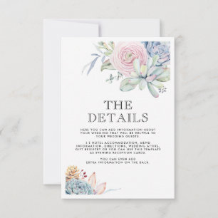 Convites Detalhes de Casamento Vintage com Suculentas em Aq