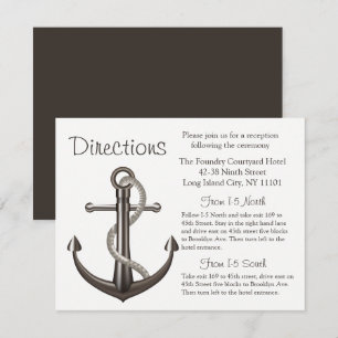 Convites Detalhes de Direções de Casamento Marrom Âncora Ná