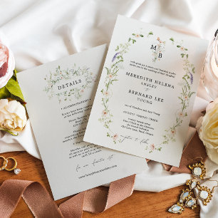 Convites Detalhes de Monograma de Casamento Rústico Vintage