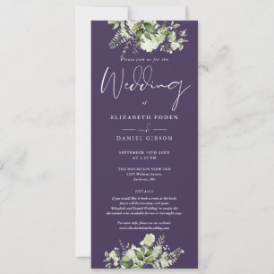 Convites Detalhes de Monograma Floral Verde Roxo Casamento