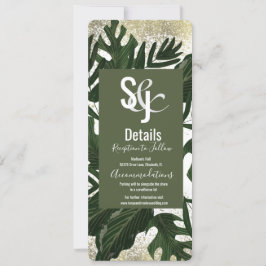 Convites Detalhes de Monstera Tropical Falso Splash Dourado