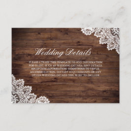 Convites Detalhes de Noiva de Renda de Madeira Rústica Vint
