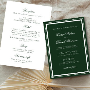 Convites Detalhes de Recepção Elegantes em Verde Esmeralda