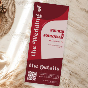 Convites Detalhes de RSVP com QR retrô colorido e caprichos
