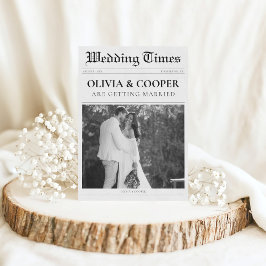 Convites Detalhes de RSVP de Código QR Casamento de Jornal