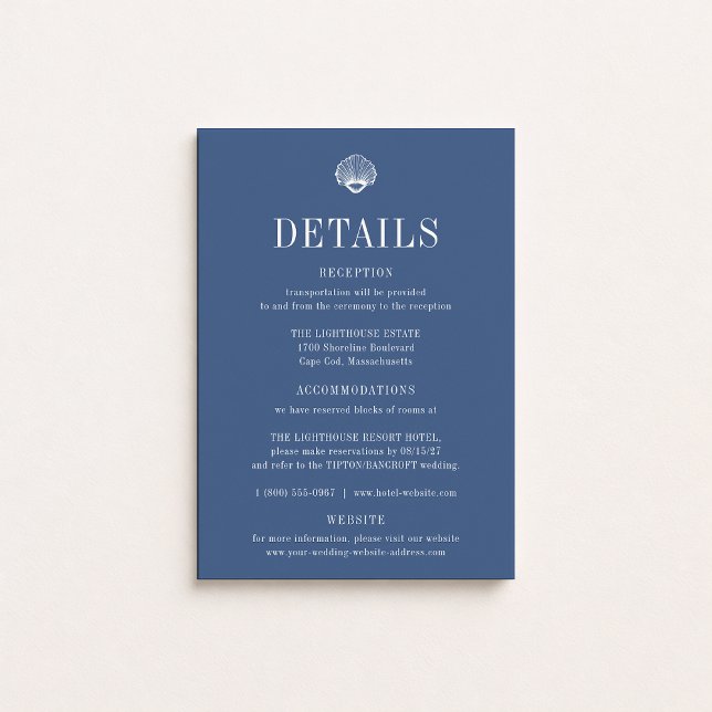 Convites Detalhes do Casamento Azul Costeiro de CAPE COD (Criador carregado)