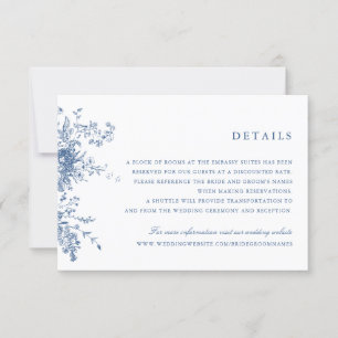 Convites Detalhes do Casamento Azul do Marinho Floral Elega