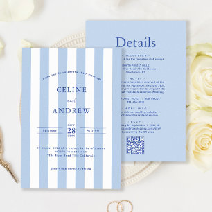 Convites Detalhes do Casamento Azul Pálido da Faixa Moderna