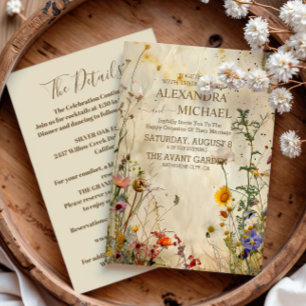 Convites Detalhes do Casamento Boho de Outono com Flores Si