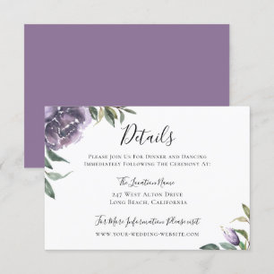 Convites Detalhes do Casamento Botânico Roxo