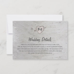 Convites Detalhes do Casamento com Árvore de Bétula Pratead
