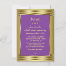 Convites Detalhes do Casamento com Bebês Roxo e Dourado