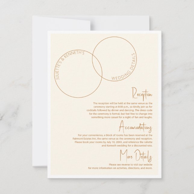 Convites Detalhes do Casamento com Dois Anéis (Frente)