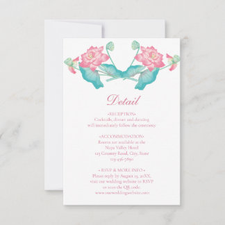 Convites Detalhes do Casamento com Flor de Lótus Rosa - Car
