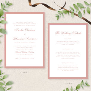 Convites Detalhes do Casamento com Letra Script e Borda Ros