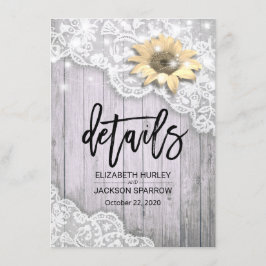 Convites Detalhes do Casamento com Renda, Girassol e Luzes