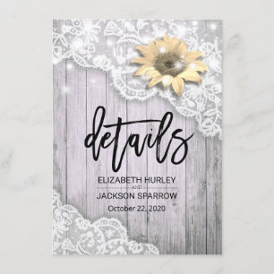 Convites Detalhes do Casamento com Renda, Girassol e Luzes
