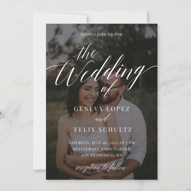 Convites Detalhes do Casamento com Roteiro de Foto Romântic (Frente)