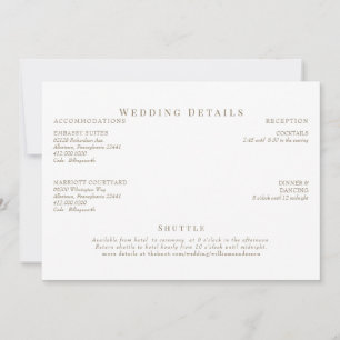 Convites Detalhes do Casamento com Texto Branco e Dourado