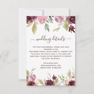 Convites Detalhes Do Casamento Da Flor Floral Da Burgundy W