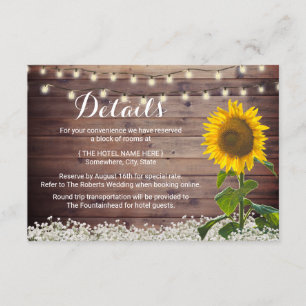 Convites Detalhes do Casamento das Luzes de Sol Rustic Sunf