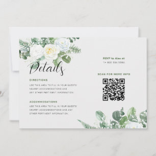 Convites Detalhes do Casamento das Rosas Brancas Elegantes 