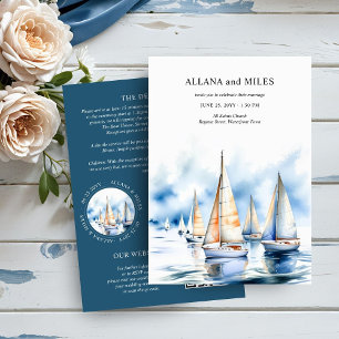Convites Detalhes do Casamento de Barco à Vela Costeiro e c