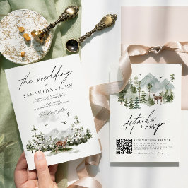 Convites Detalhes do Casamento de Boho na Floresta Russa da