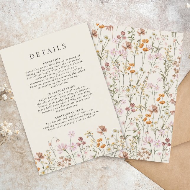 Convites Detalhes do Casamento de Boho Wildflower Beige Gar (Criador carregado)